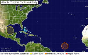Zwei mögliche Tropenstürme werden ausgemacht - einer mit Flugrichtung Kuba (Quelle: )